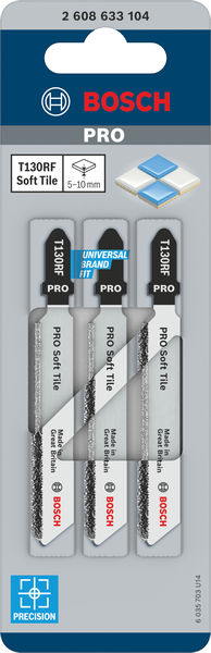 BOSCH PRO Soft Tile T130RF Stichsägeblatt, 83 mm, 3-tlg. BOSCH PRO Soft Tile T130RF Stichsägeblatt, 83 mm, 3-tlg.