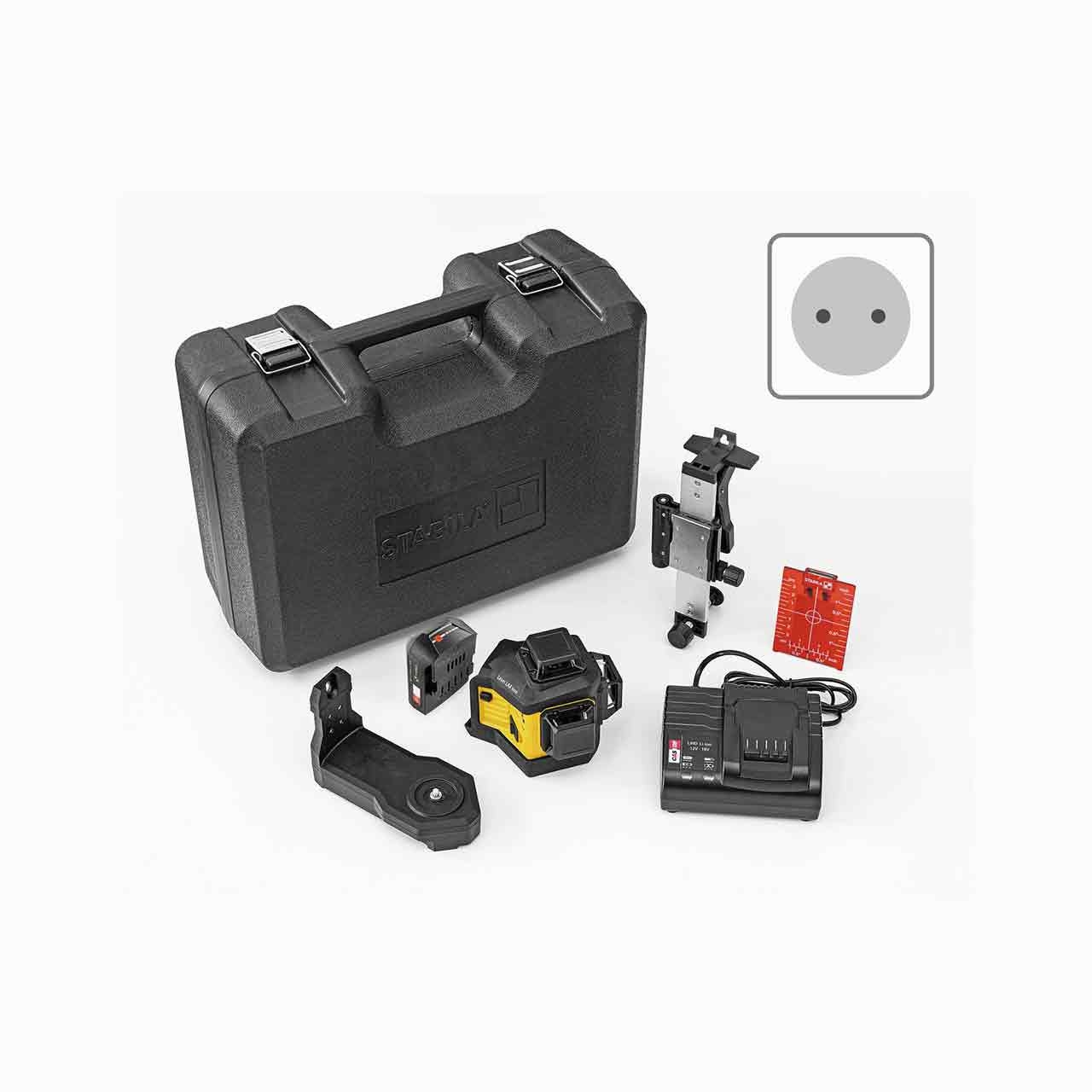STABILA Multilinien-Laser LAX 600, 12-V-System, 7-teiliges Set, mit Akku und Ladegerät (EU)