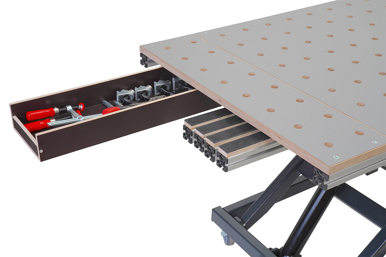 RUWI Hubtisch Classic ausziehbar mit Schubkasten und Stauraum RUWI Hubtisch Classic ausziehbar mit Schubkasten und Stauraum