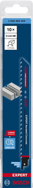 BOSCH EXPERT ‘Aerated Concrete’ S 1141 HM Säbelsägeblatt, 10 Stück BOSCH EXPERT ‘Aerated Concrete’ S 1141 HM Säbelsägeblatt, 10 Stück