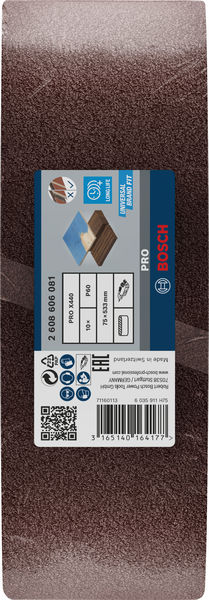 BOSCH Schleifband-Set X440 Best for Wood and Paint, 10-teilig, 75 x 533 mm, K60 BOSCH Schleifband-Set X440 Best for Wood and Paint, 10-teilig, 75 x 533 mm, K60