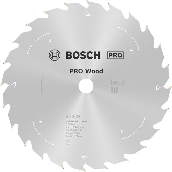 BOSCH PRO Wood cordless Kreissägeblatt, 184 x 1,6 x 16 mm, T24 BOSCH PRO Wood cordless Kreissägeblatt, 184 x 1,6 x 16 mm, T24