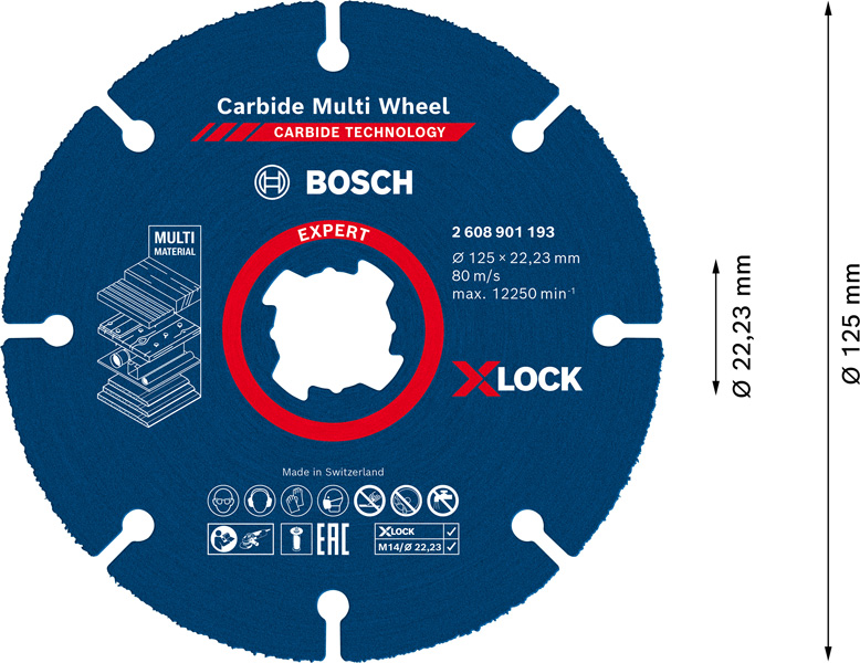 BOSCH EXPERT Carbide Multi Wheel X-LOCK Trennscheibe, 125 mm, 22,23 mm BOSCH EXPERT Carbide Multi Wheel X-LOCK Trennscheibe, 125 mm, 22,23 mm