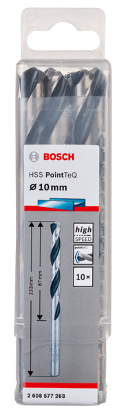 BOSCH Metallspiralbohrer HSS PointTeQ, DIN 338, 10,0 mm, 10er-Pack BOSCH Metallspiralbohrer HSS PointTeQ, DIN 338, 10,0 mm, 10er-Pack