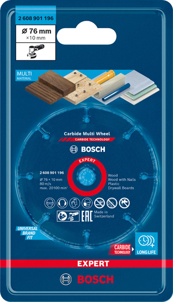 BOSCH EXPERT Carbide Multi Wheel Trennscheibe, 76 mm, 10 mm BOSCH EXPERT Carbide Multi Wheel Trennscheibe, 76 mm, 10 mm