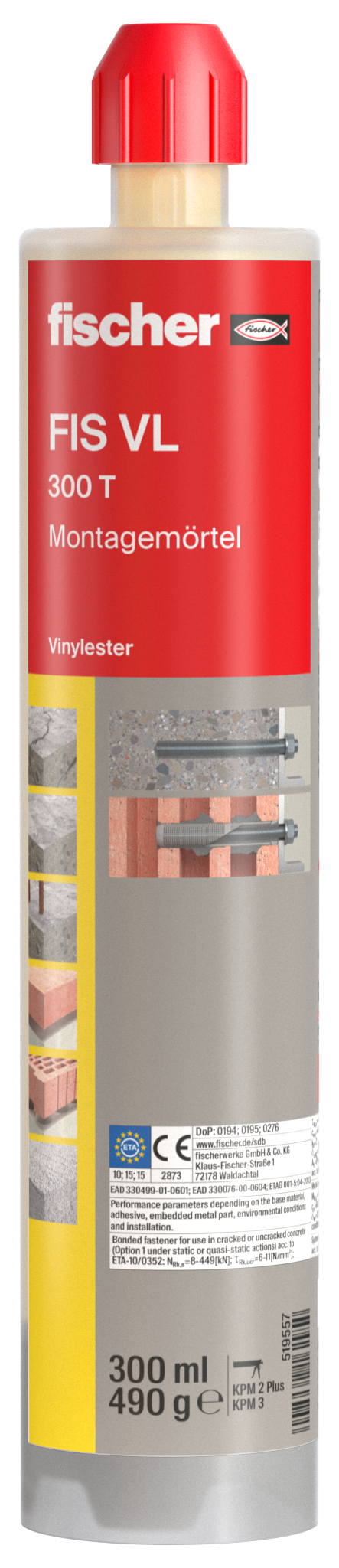 FISCHER DEUTSCHLAND Montagemörtel FIS VL 300 T FISCHER DEUTSCHLAND Montagemörtel FIS VL 300 T