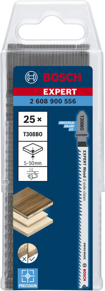BOSCH EXPERT 'Wood 2-side clean' T 308 BO Stichsägeblatt, 25 Stk. BOSCH EXPERT 'Wood 2-side clean' T 308 BO Stichsägeblatt, 25 Stk.