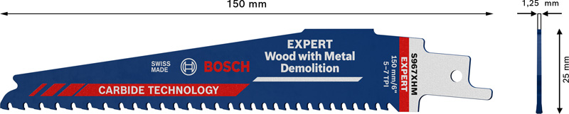 BOSCH EXPERT Wood with Metal Demolition S967XHM Säbelsägeblatt, 1 Stück BOSCH EXPERT Wood with Metal Demolition S967XHM Säbelsägeblatt, 1 Stück