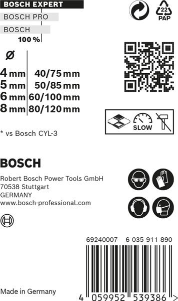 BOSCH EXPERT MultiConstruction CYL-9 Bohrer-Set, 4/5/6/8 mm, 4-tlg.