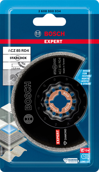 BOSCH EXPERT Grout Segment Blade ACZ 85 RD4 Blatt für Multifunktionswerkzeuge, 85 mm BOSCH EXPERT Grout Segment Blade ACZ 85 RD4 Blatt für Multifunktionswerkzeuge, 85 mm