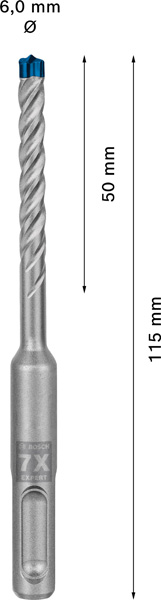 BOSCH EXPERT SDS plus-7X Hammerbohrer, 6 x 50 x 115 mm, 10er-Pack BOSCH EXPERT SDS plus-7X Hammerbohrer, 6 x 50 x 115 mm, 10er-Pack