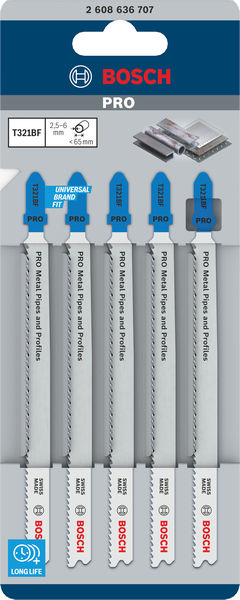 BOSCH PRO Metal Pipes and Profiles T321BF Stichsägeblatt, 132 mm, 5-tlg. BOSCH PRO Metal Pipes and Profiles T321BF Stichsägeblatt, 132 mm, 5-tlg.