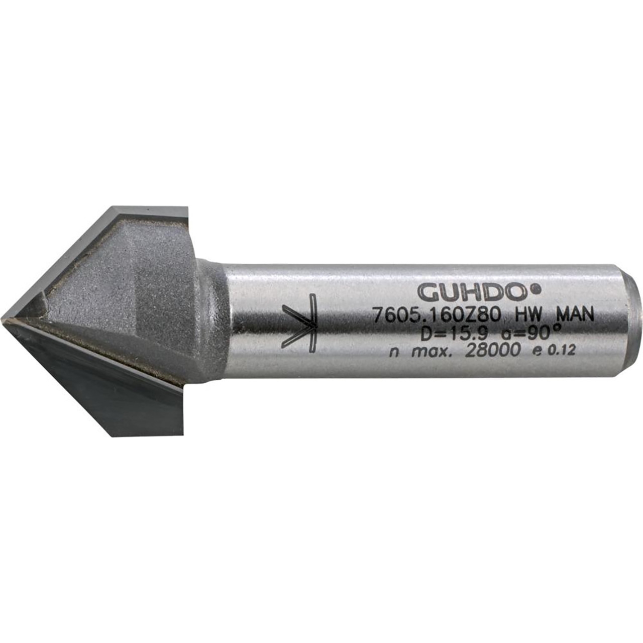 GUHDO HW-V-Nutfräser Z2 S8 D16 90° l=12,7 L=45 GUHDO HW-V-Nutfräser Z2 S8 D16 90° l=12,7 L=45