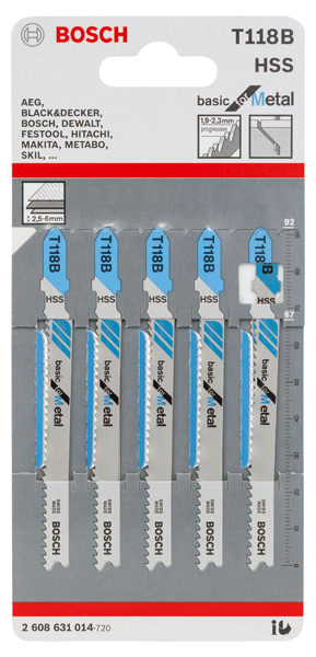 BOSCH Stichsägeblatt T 118 B Basic for Metal, 5er-Pack BOSCH Stichsägeblatt T 118 B Basic for Metal, 5er-Pack