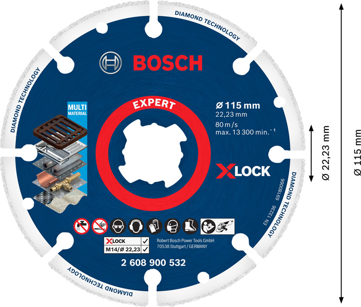 BOSCH EXPERT Diamond Metal Wheel X-LOCK Trennscheibe, 115 x 22,23 mm BOSCH EXPERT Diamond Metal Wheel X-LOCK Trennscheibe, 115 x 22,23 mm