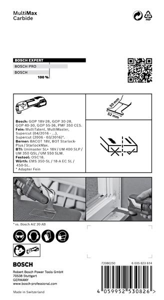 BOSCH EXPERT MultiMax PAII 52 APIT Blatt für Multifunktionswerkzeuge, 52 mm BOSCH EXPERT MultiMax PAII 52 APIT Blatt für Multifunktionswerkzeuge, 52 mm