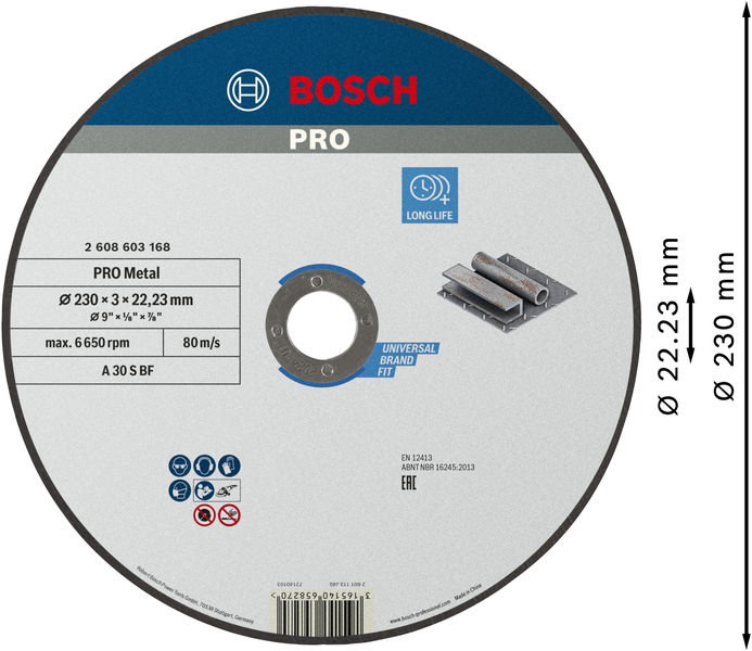 BOSCH Trennscheibe gerade Standard for Metal A 30 S BF, 230 mm, 3,0 mm BOSCH Trennscheibe gerade Standard for Metal A 30 S BF, 230 mm, 3,0 mm