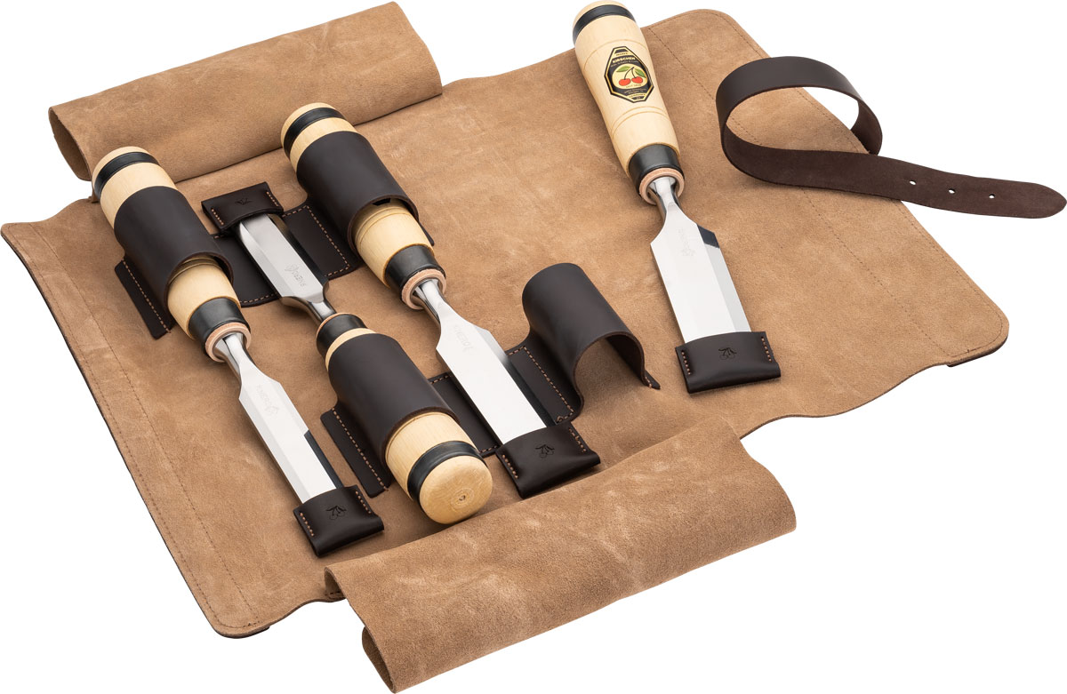 KIRSCHEN Zimmermannsbeitelsatz in Velourledertasche 1205 26-30-35-40 mm