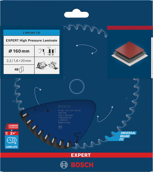 BOSCH Kreissägeblatt Expert for High Pressure Laminate, 160 x 20 x 2,2 mm, 48Z BOSCH Kreissägeblatt Expert for High Pressure Laminate, 160 x 20 x 2,2 mm, 48Z