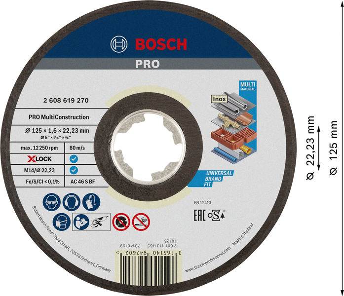 BOSCH X-LOCK Multi Material 125 x 1,6 x 22,23 Trennscheibe gerade BOSCH X-LOCK Multi Material 125 x 1,6 x 22,23 Trennscheibe gerade