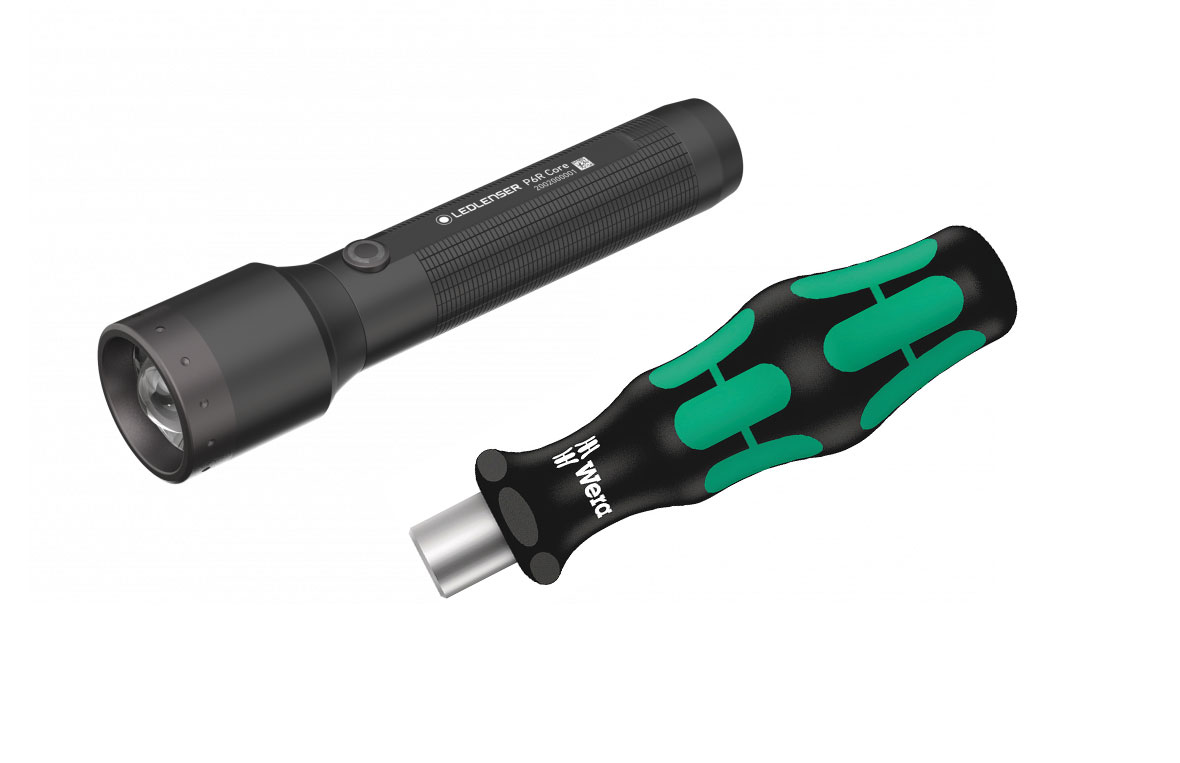 LEDLENSER Taschenlampe P6R Core +Wera Bithalter 813/5
