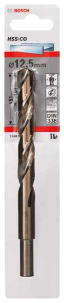 BOSCH Metallbohrer HSS-Co, DIN 338, 12,5 x 101 x 151 mm, 1er-Pack BOSCH Metallbohrer HSS-Co, DIN 338, 12,5 x 101 x 151 mm, 1er-Pack