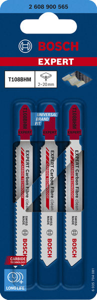BOSCH EXPERT Carbon Fiber Clean T 108 BHM Stichsägeblatt, 3-tlg. BOSCH EXPERT Carbon Fiber Clean T 108 BHM Stichsägeblatt, 3-tlg.