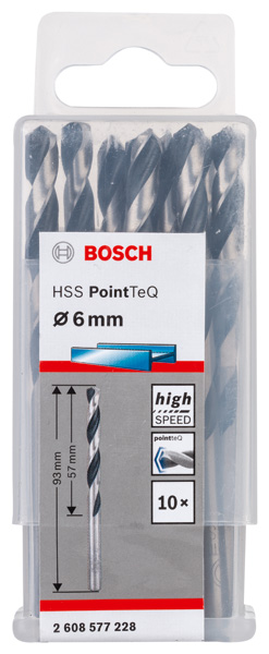 BOSCH Metallspiralbohrer HSS PointTeQ, DIN 338, 6,0 mm, 10er-Pack BOSCH Metallspiralbohrer HSS PointTeQ, DIN 338, 6,0 mm, 10er-Pack