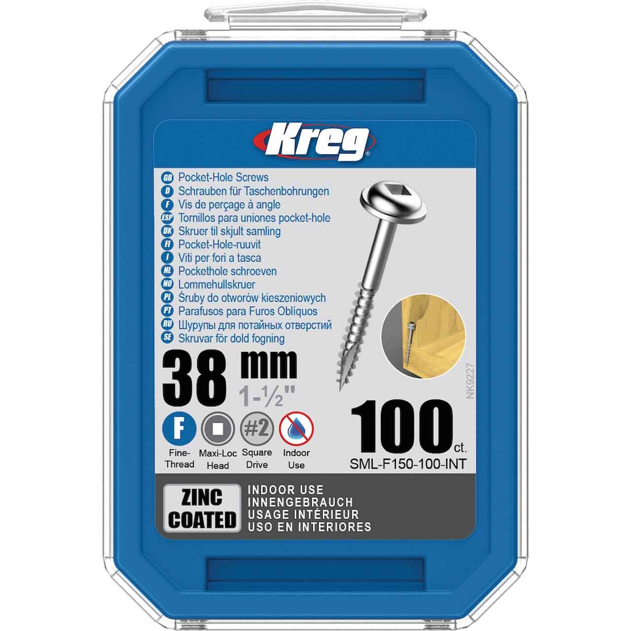 KREG Kreg Pocket-Hole Schrauben 38 mm, Verzinkt, Maxi-Loc, Feingewinde, 100 Stück KREG Kreg Pocket-Hole Schrauben 38 mm, Verzinkt, Maxi-Loc, Feingewinde, 100 Stück