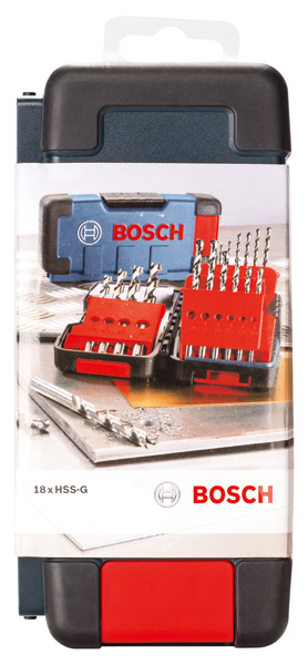 BOSCH 18-teiliges Metallbohrer-Set, Toughbox, HSS-G, DIN 338, 135°, 1–10 mm