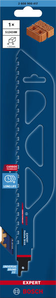 BOSCH EXPERT ‘Hollow Brick’ S 1243 HM Säbelsägeblatt, 1 Stück BOSCH EXPERT ‘Hollow Brick’ S 1243 HM Säbelsägeblatt, 1 Stück