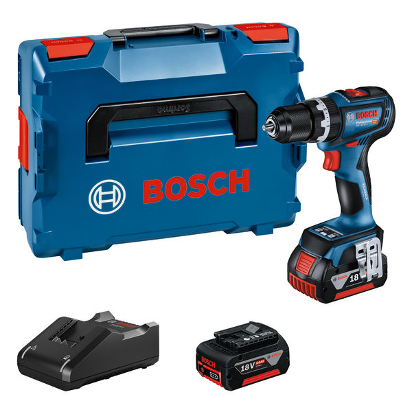 BOSCH Akku-Schlagbohrschrauber GSB 18V-90 C, 2 GBA 18V x 5.0 Ah + GAL 18V-40 in L-BOXX