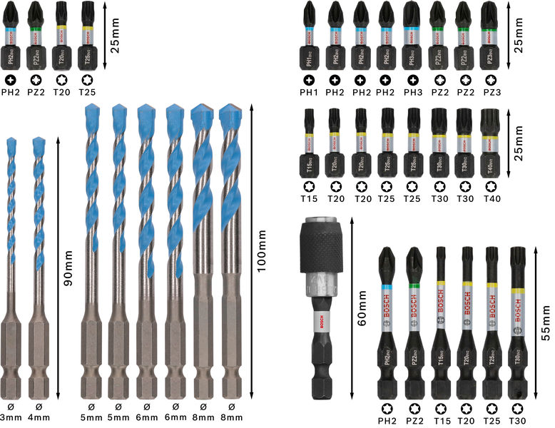 BOSCH PRO Impact Schrauberbits und Multi Construction Bohrer Set, 35-tlg. BOSCH PRO Impact Schrauberbits und Multi Construction Bohrer Set, 35-tlg.