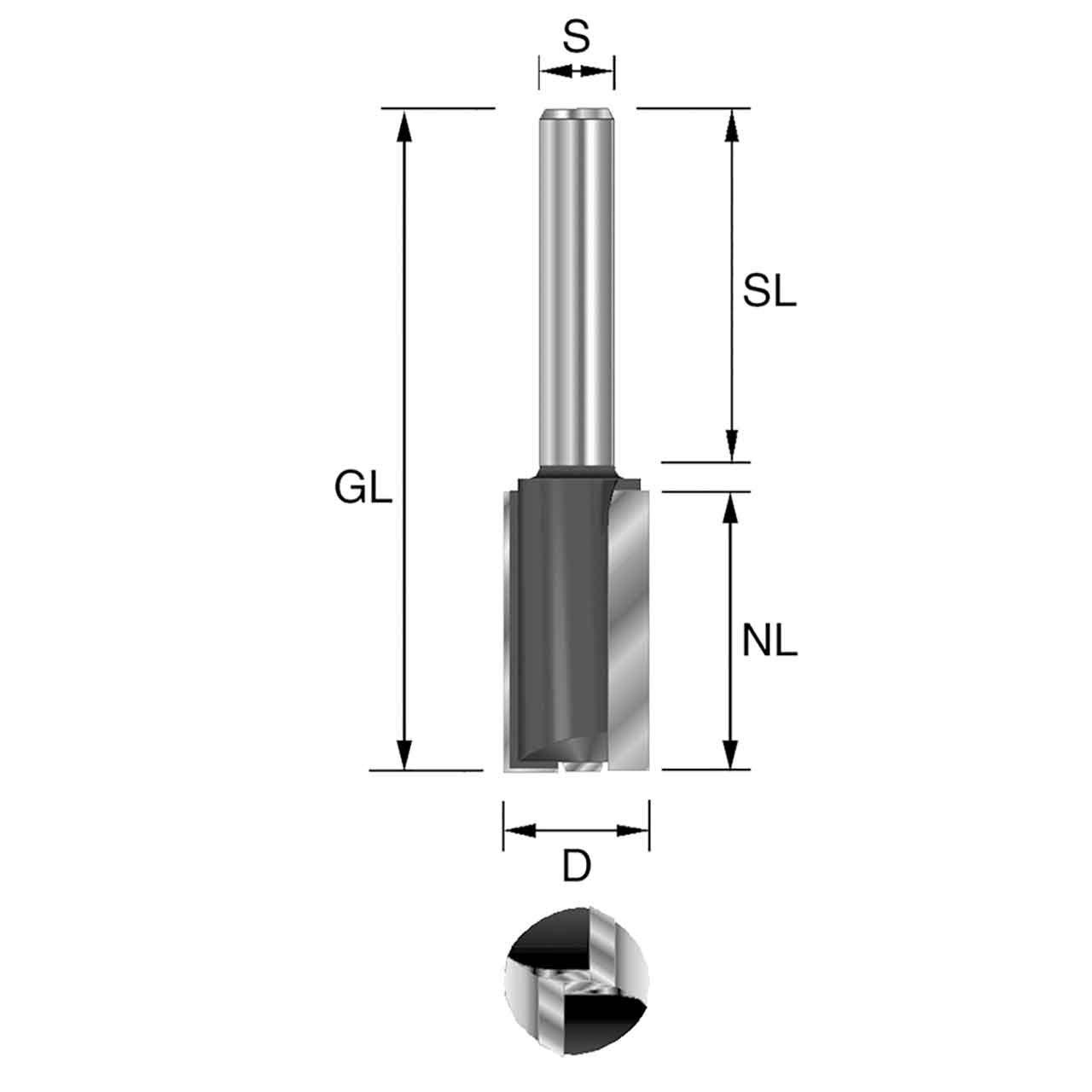 BRÜCK HW-Nutfräser m. Grundschneide Z2 D=12mm,S=8mm,GL=90mm,NL=30mm BRÜCK HW-Nutfräser m. Grundschneide Z2 D=12mm,S=8mm,GL=90mm,NL=30mm