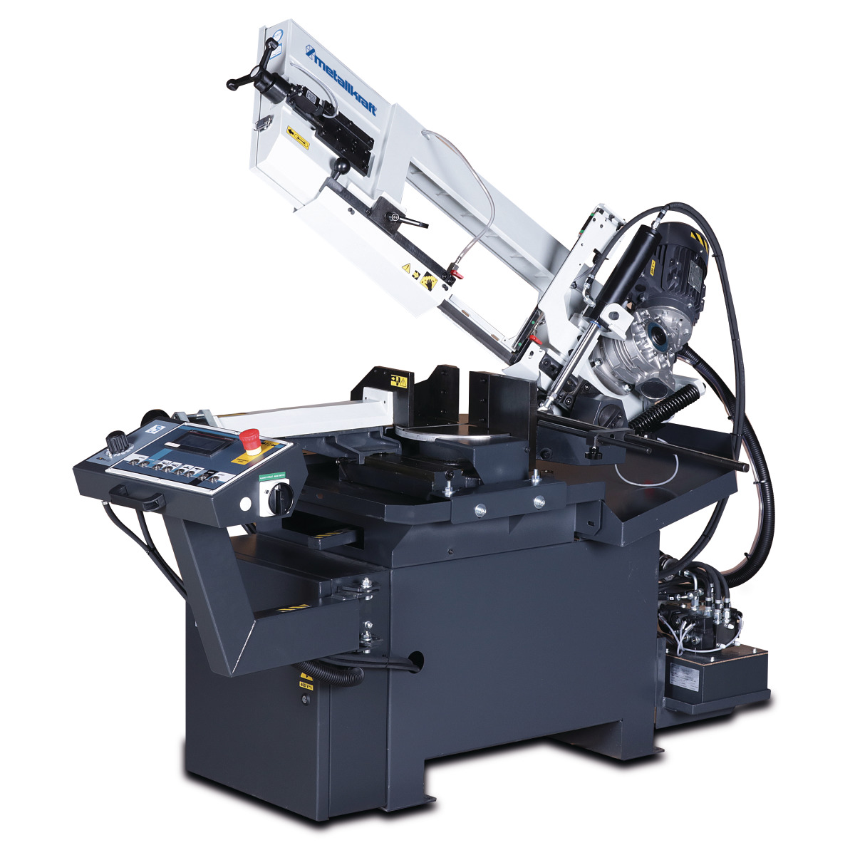 METALLKRAFT Vollhydraulische Schwenkrahmen-Metallbandsäge mit Halbautomatik für Gehrungsschnitte von +60° bis -45° BMBS 230 x 280 HA-DG METALLKRAFT Vollhydraulische Schwenkrahmen-Metallbandsäge mit Halbautomatik für Gehrungsschnitte von +60° bis -45° BMBS 230 x 280 HA-DG