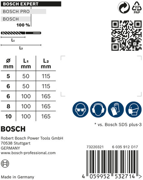 BOSCH EXPERT SDS plus-7X Hammerbohrer-Set, 5/6/6/8/10 mm, 5-tlg