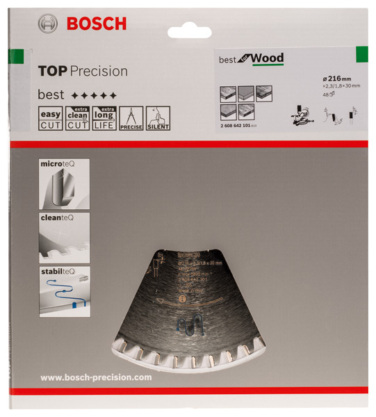 BOSCH Kreissägeblatt Top Precision Best for Wood