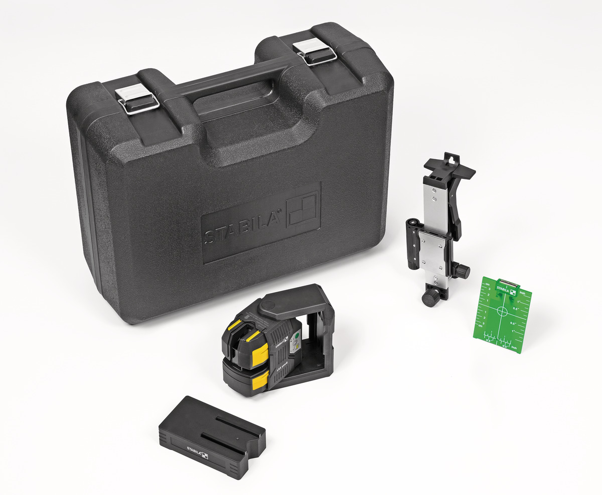 STABILA Kreuzlinien-Lot-Laser LAX 500 G, 12-V-System, 5-teiliges Set, ohne Akku und Ladegerät