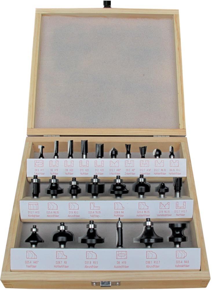 FORTIS Fräser-Satz HW 24tlg. S8 im Holzkasten