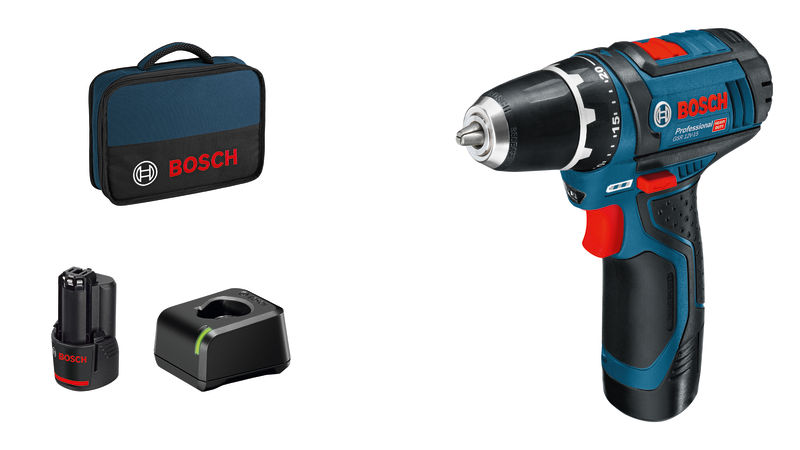 BOSCH Akku-Bohrschrauber GSR 12V-15, 2 x Akku GBA 12V 2.0Ah