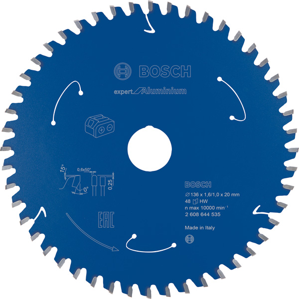 BOSCH Kreissägeblatt für Akkusägen Expert for Aluminium, 136 x 1,6/1 x 20, 48 Zähne BOSCH Kreissägeblatt für Akkusägen Expert for Aluminium, 136 x 1,6/1 x 20, 48 Zähne