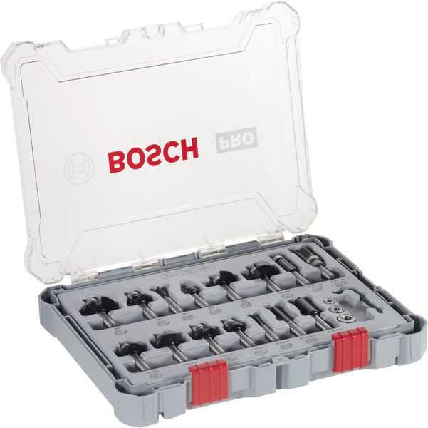 BOSCH 15-teiliges Fräser-Set, 8-mm-Schaft BOSCH 15-teiliges Fräser-Set, 8-mm-Schaft