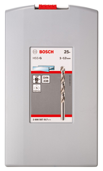 BOSCH 25-teiliges HSS-G ProBox Metallbohrer-Set, DIN 338, 135°, 1–13 mm BOSCH 25-teiliges HSS-G ProBox Metallbohrer-Set, DIN 338, 135°, 1–13 mm