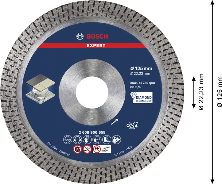 BOSCH EXPERT HardCeramic Diamanttrennscheiben, 125 x 22,23 x 1,4 x 10 mm BOSCH EXPERT HardCeramic Diamanttrennscheiben, 125 x 22,23 x 1,4 x 10 mm