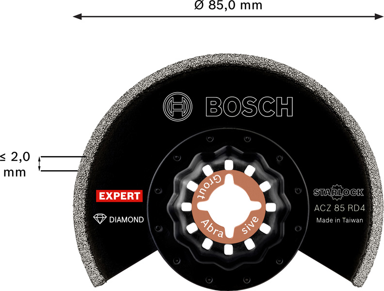 BOSCH EXPERT Grout Segment Blade ACZ 85 RD4 Blatt für Multifunktionswerkzeuge, 85 mm, 10 Stück BOSCH EXPERT Grout Segment Blade ACZ 85 RD4 Blatt für Multifunktionswerkzeuge, 85 mm, 10 Stück