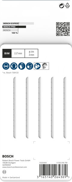 BOSCH PRO Hardwood clean T301CDF Stichsägeblatt, 117 mm, 5-tlg. BOSCH PRO Hardwood clean T301CDF Stichsägeblatt, 117 mm, 5-tlg.