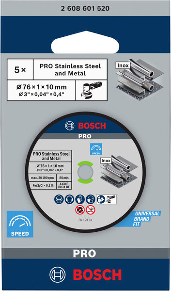 BOSCH Expert for Inox 5-tlg. x 76 x 1 x 10-mm-Trennscheibe BOSCH Expert for Inox 5-tlg. x 76 x 1 x 10-mm-Trennscheibe