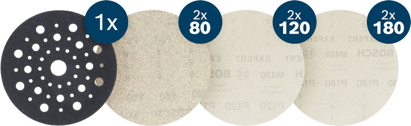 BOSCH EXPERT M480 Schleifnetz-Set, 125mm, K80/120/180, 6+1 Set, Starter Pack BOSCH EXPERT M480 Schleifnetz-Set, 125mm, K80/120/180, 6+1 Set, Starter Pack