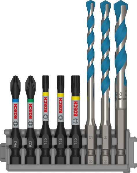 BOSCH PRO Impact Set mit Multi Constr. Bohrer, PH2/PZ2/T20/T25/T30, MC 5/6/8, 8-tlg. BOSCH PRO Impact Set mit Multi Constr. Bohrer, PH2/PZ2/T20/T25/T30, MC 5/6/8, 8-tlg.
