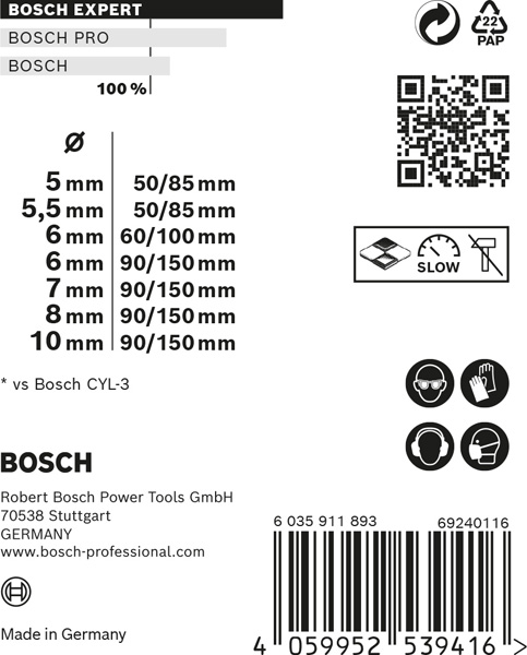 BOSCH EXPERT MultiConstruction CYL-9 Bohrer-Set 5/5,5/6/6/7/8/10 mm, 7-tlg.
